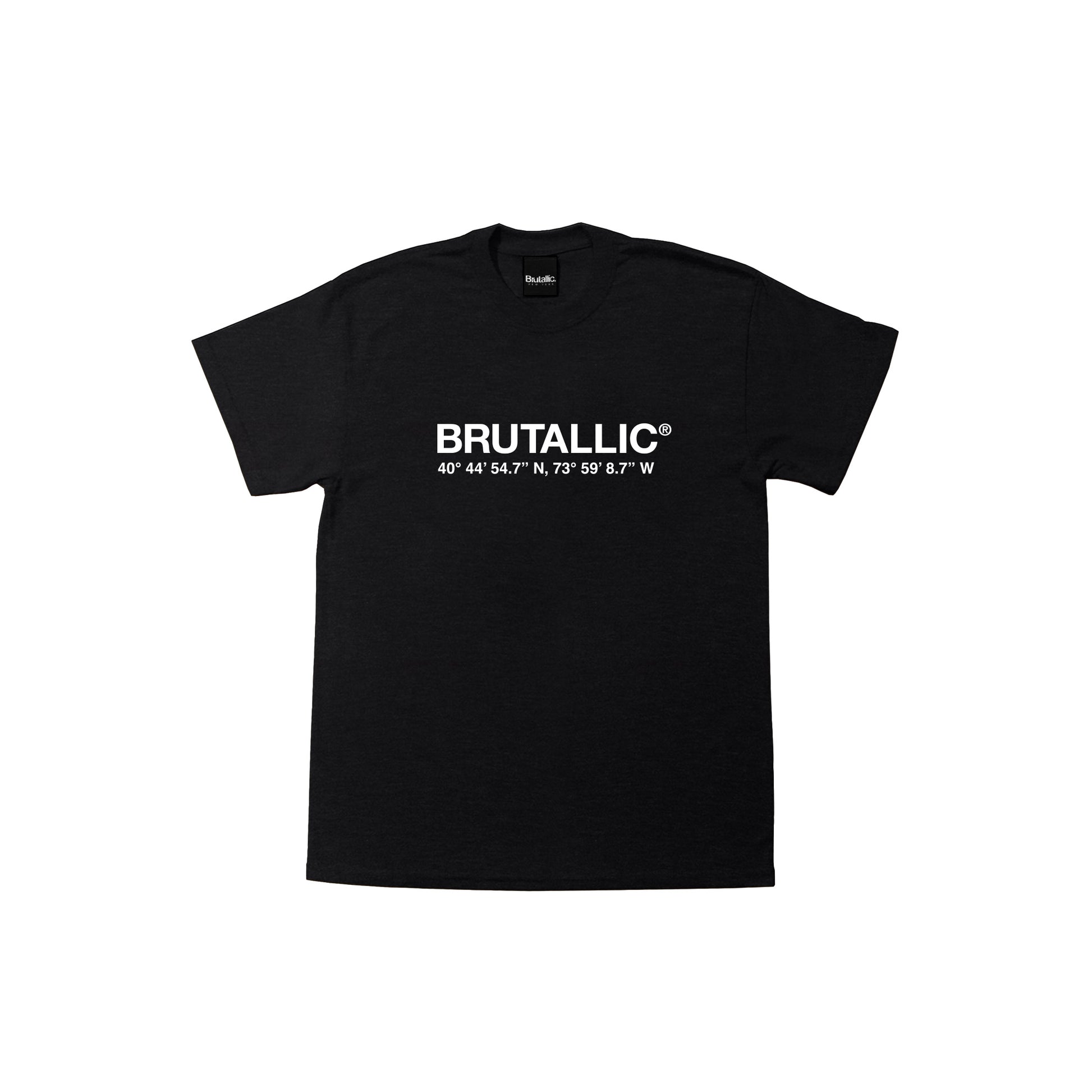Coordinates NYC New York Brutallic logo on black tshirt